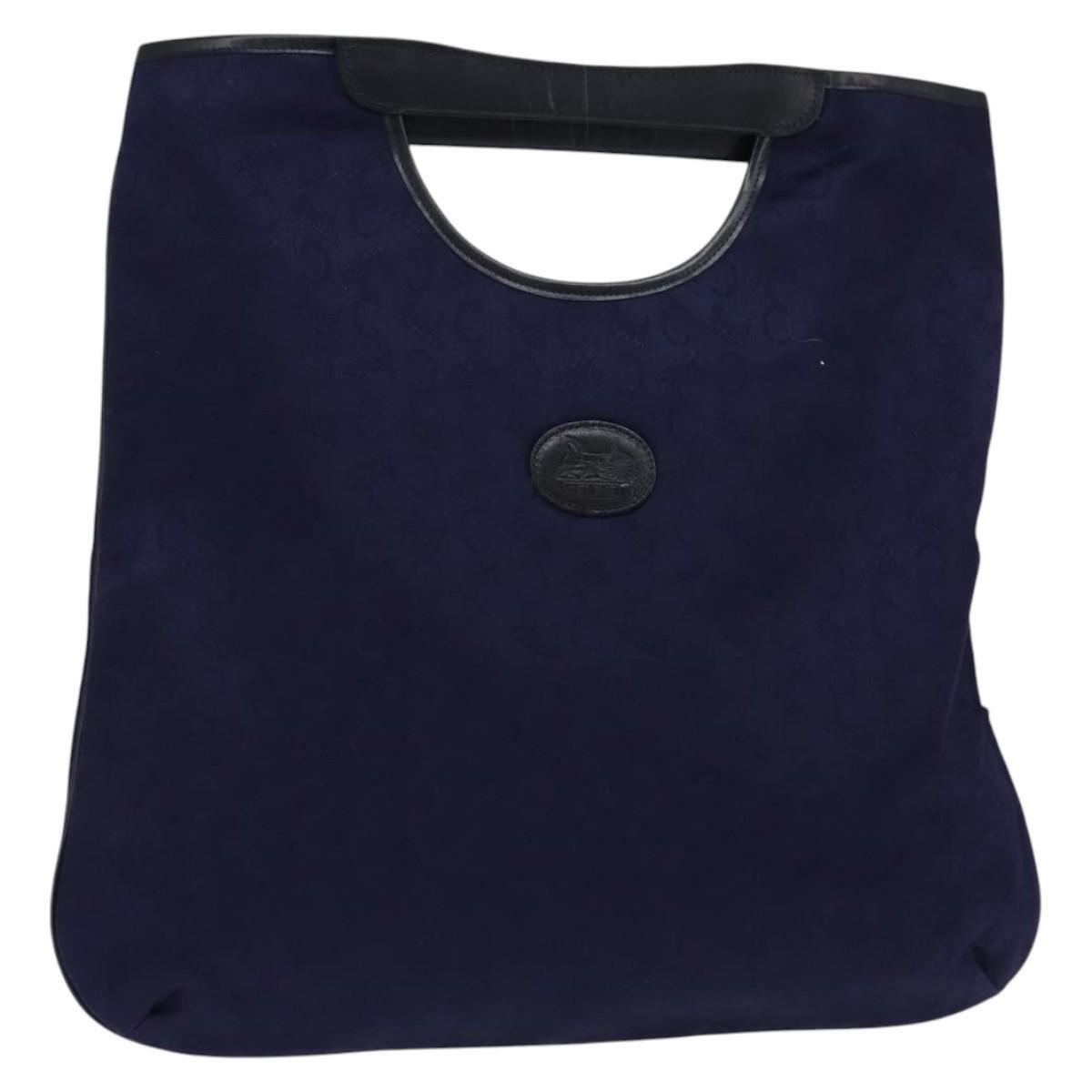 Celine C Sulky Hand Bag Canvas Navy Auth Ba6229